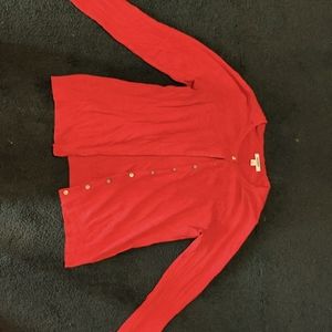 Red button up cardigan